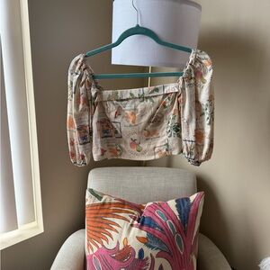 Abercrombie & Fitch Cream Floral Crop Top